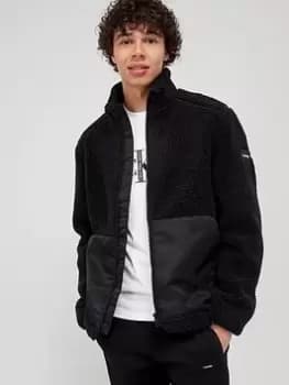 Calvin Klein Teddy Zip Through Fleece Jacket - Black Size M Men
