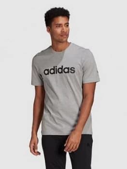 adidas Plus Size Linear Logo T-Shirt, Medium Grey Heather, Size 2XL, Men