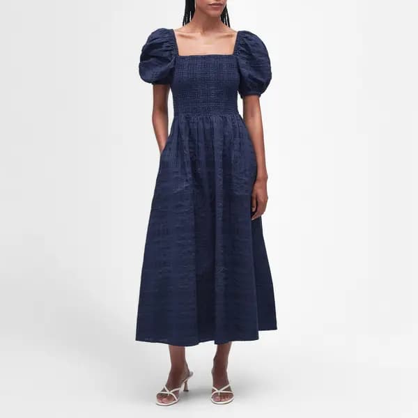 Barbour Macy Cotton-Seersucker Midi Dress - UK 14