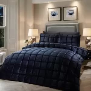 Brighton Square Velvet Duvet Cover Set, Navy, Double - Soiree