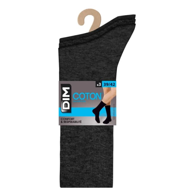 Dim Pack of 3 Pairs Cotton Socks Charcoal Grey Marl Men 39/42 (5.5 to 8)