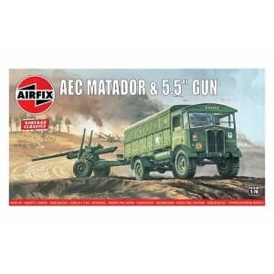 AEC Matador & 5.5" Gun 1:76 Vintage Classic Military Air Fix Model Kit
