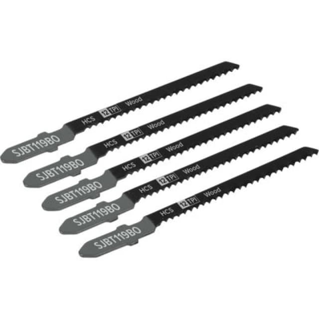 Loops 5 PACK - 75mm WOOD Jigsaw Blade Set - 12 TPI - FLEXIBLE Side Set Precision Cut Multi