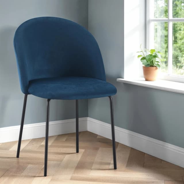 Seconique Boston Dining Chair (x4 Per Box) - Sapphire Blue Velvet, Blue 400-402-157