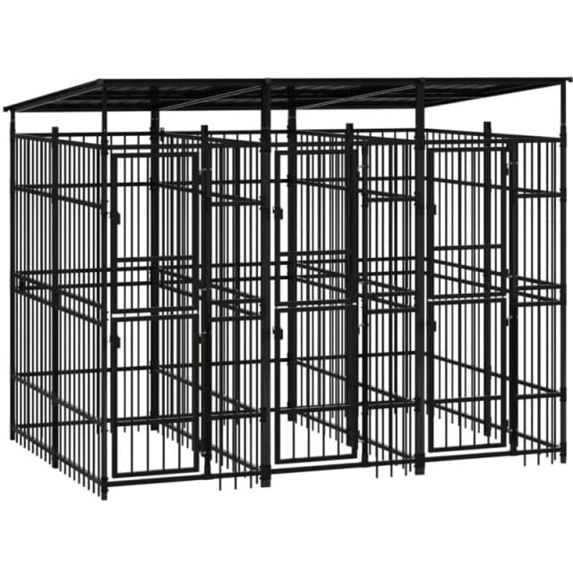 VIDAXL Outdoor Dog Kennel with Roof Steel 5.53 m² Vidaxl 8720286871270