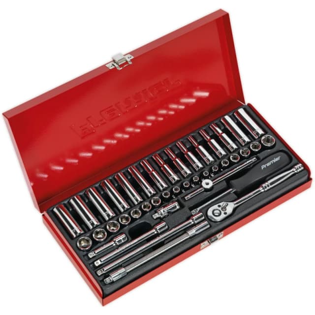 Loops 41 PACK Socket Set - 1/4" Met & Imp Square Drive - 6 Point Socket Ratchet Handle Multi
