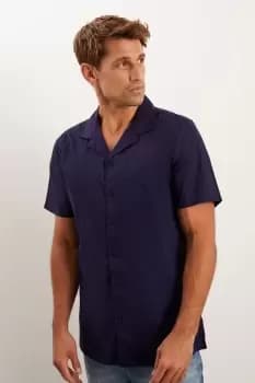 Mens Navy Short Sleeve Poplin Shirt