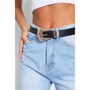 I Saw It First Croc Pu Western Buckle Belt - Black