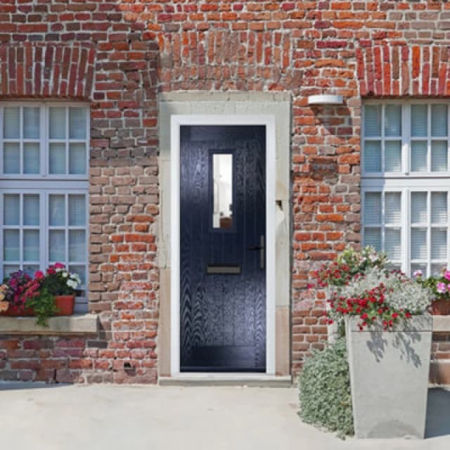 Lacerta Composite Door Sunningdale Blue 890mm X 2090mm Open In Left Hand Clear Glass 10 Year Guarantee - Free Delivery & Smart Lock