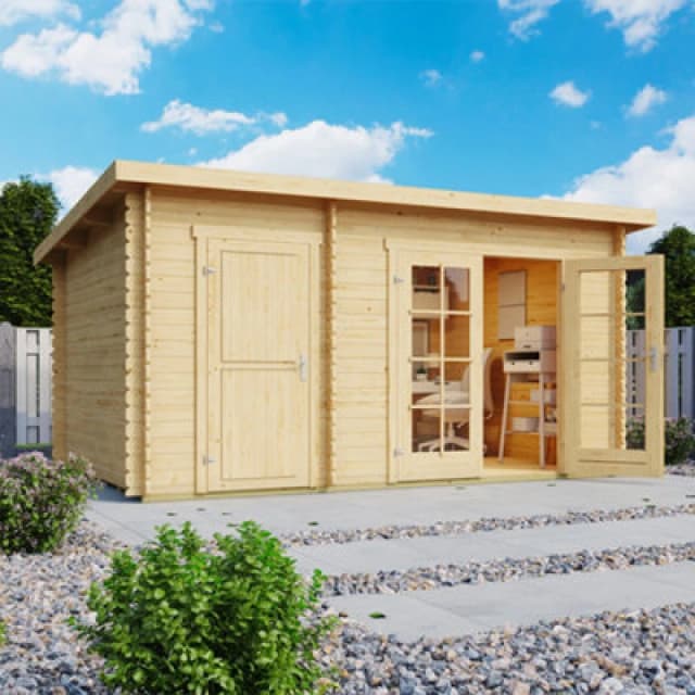 Lasita Maja Lasita Osland Belmont 1 Two Room Log Cabin - 3.8M X 2.5M - With Side Store