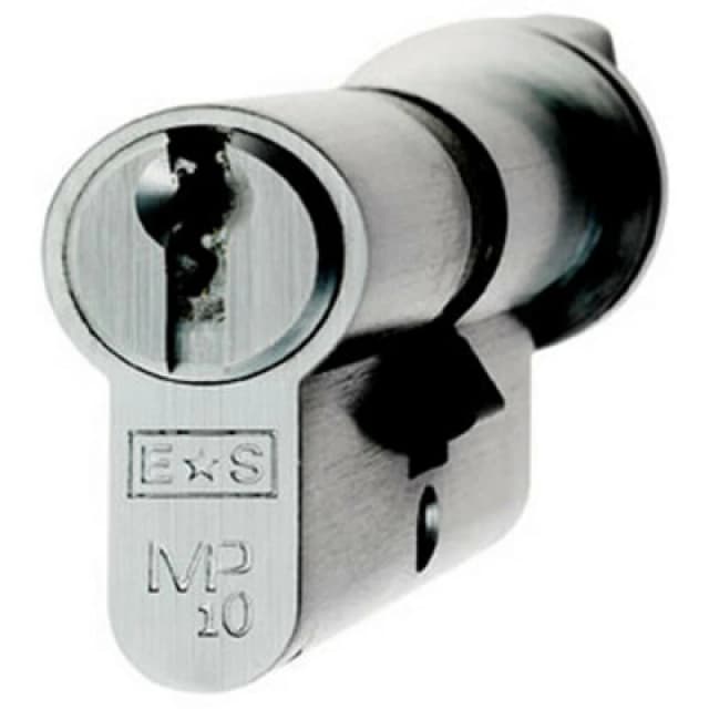 Loops 64mm Euro Cylinder & Thumbturn Lock Keyed to Differ 10 Pin Satin Chrome Multi unisex