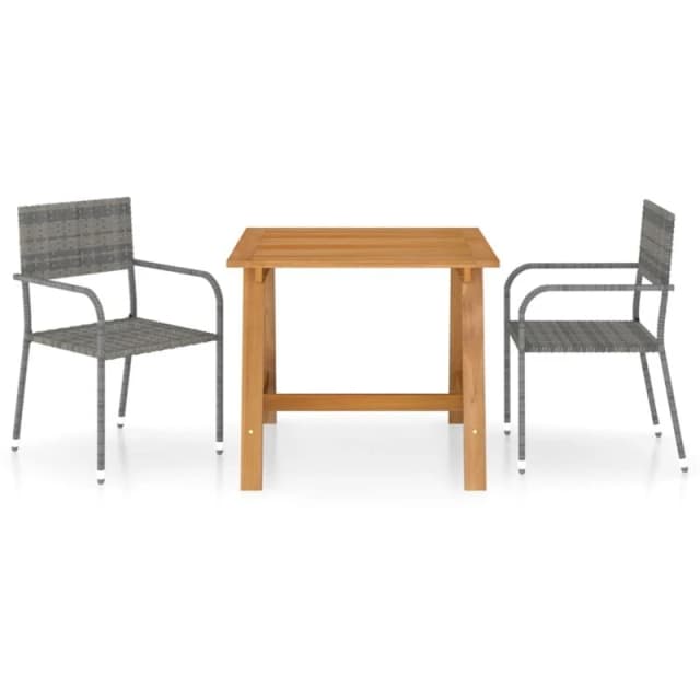 VIDAXL 3 Piece Garden Dining Set Grey Vidaxl 8720286335925