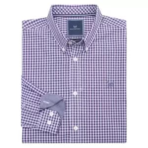 Crew Clothing Mens Jasper Washed Poplin Check Shirt Optic White/Bright Navy Red Large