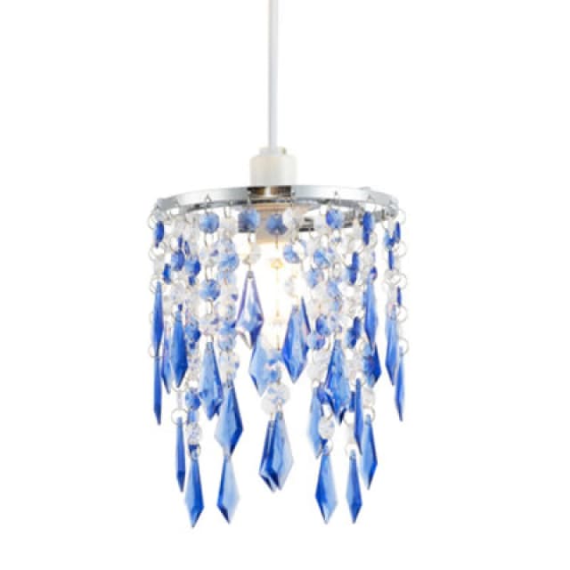 Happy Homewares Modern Waterfall Design Pendant Shade With Clear/blue Acrylic Drops And Beads