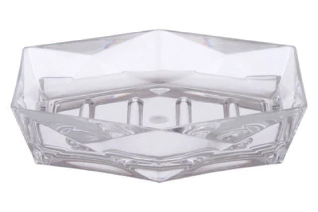 Premier Housewares Dow Acrylic Soap Dish, Geometric Design Clear