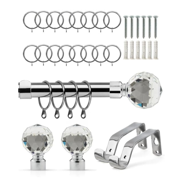 Emma Barclay Emma Barclay Crystal - Extendable Curtain Pole with rings - Silver 1.2 - 2.1m Unisex