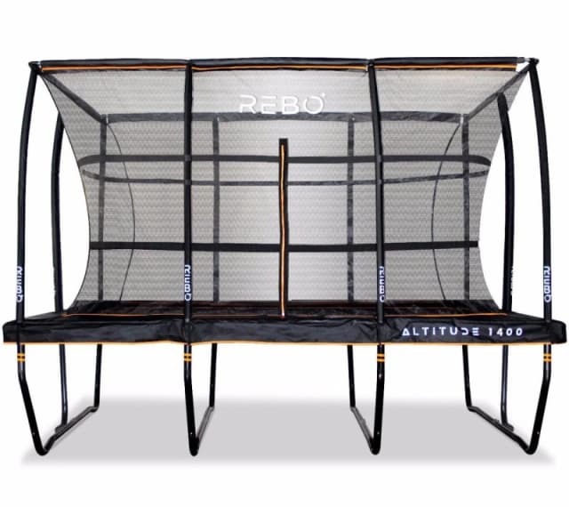 OutdoorToys Altitude Rectangular Garden Trampoline with Safety Enclosure - 1400 (10 x 14ft) in Black Unisex