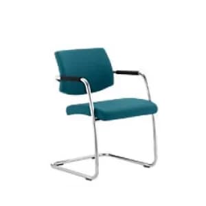 Dynamic Visitor Chair Fixed Armrest Havanna Seat Maringa Teal Fabric