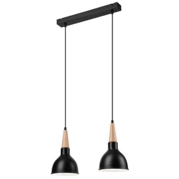 Lamkur Lighting - Francesca Bar Pendant Ceiling Light Black, 2x E27