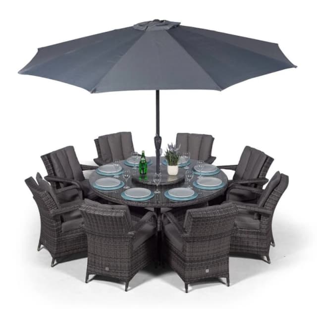 Thats Furniture Arizona Round 8 Seater Rattan Patio Dining Set in Grey Grey Unisex