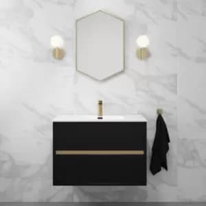 800mm Black Wall Hung Vanity Unit with Basin - Roxbi