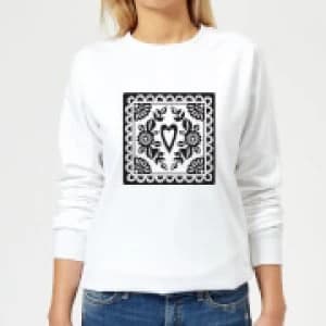 Black Cut Heart Pattern Heart Womens Sweatshirt - White - 5XL