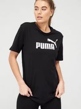 Puma Ess+ Logo Boyfriend T-Shirt - Black