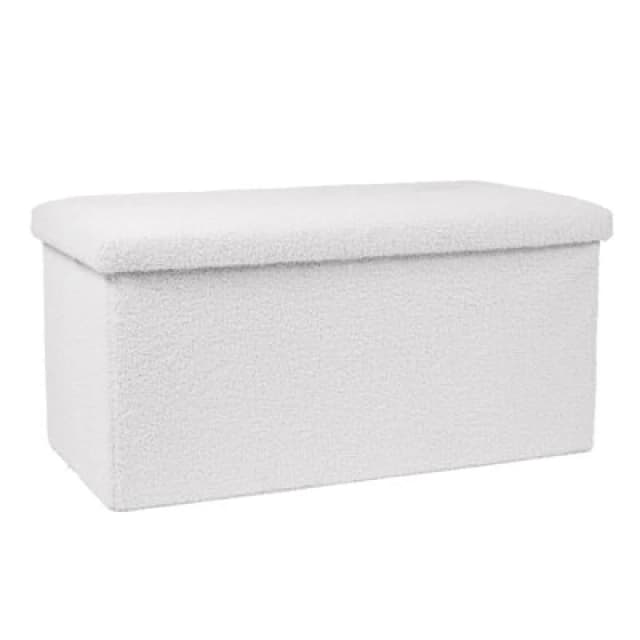 OHS OHS Ottoman Boucle Storage Box Footstool Space Saving in White White One Size Unisex 5027434177981