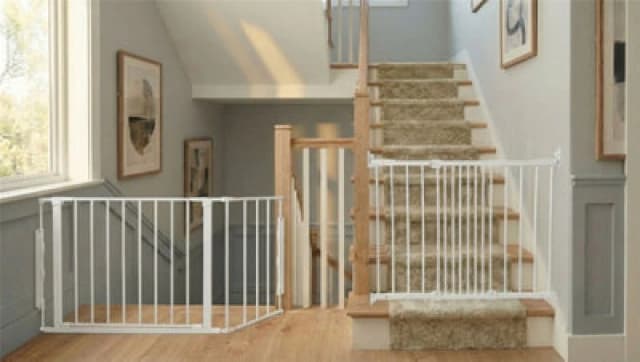 Safetots Solution For Up And Down Staircases, White, Multi Panels, Up To 128Cm, And, Screw Fit Gate, 67Cm - 105.5Cm