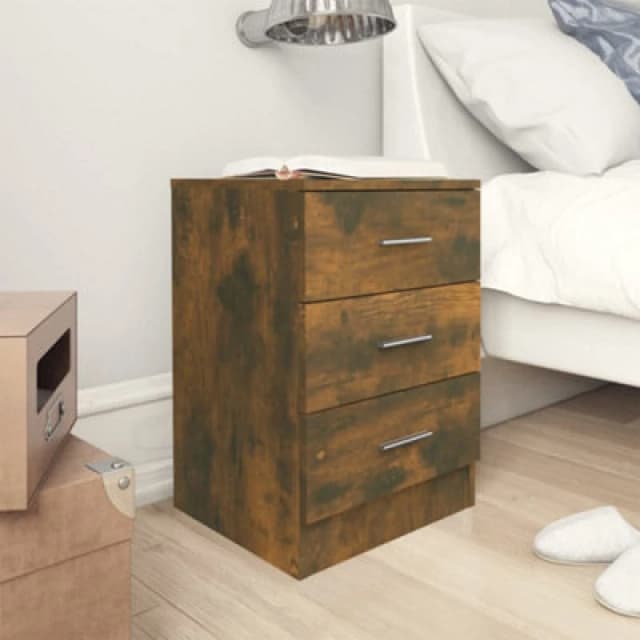 Vidaxl Bedside Cabinet Smoked Oak 38X35X56cm Engineered Wood, Brown 815321