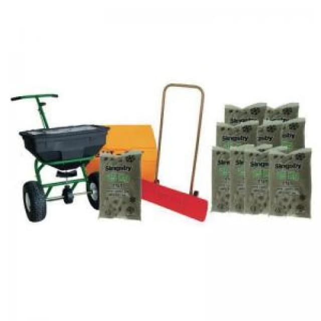 ESE Direct Winter Ice & Snow Clearance Kit - 57kg Spreader - Snow Plough - 200L Grit Bin -10 x 25kg Brown Rock Salt 399632 Grit Bins