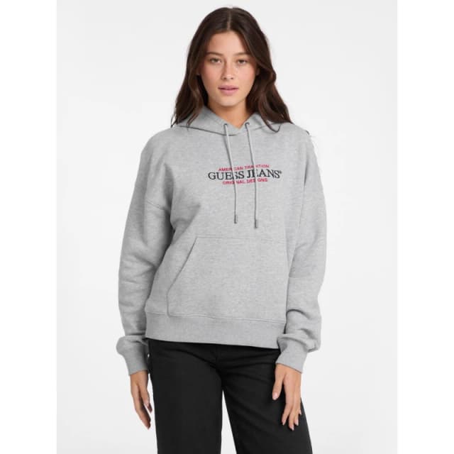 Guess Womens American Pull Over Hoodie Grey Heather female 8 (XS)