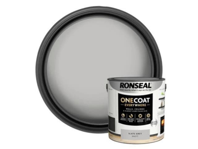 Ronseal One Coat Everywhere Multi Surface Matt Paint Slate Grey - 2.5L Grey
