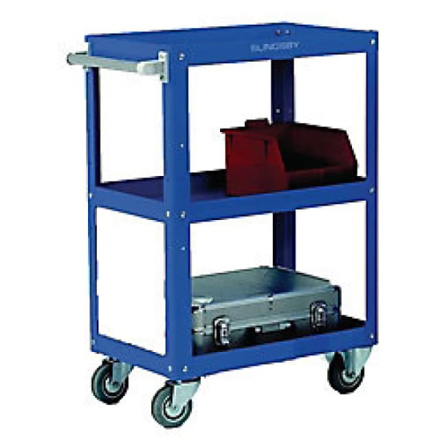 Adjustable steel tray workshop trolleys with three shelves , H x W x L SLBY329947