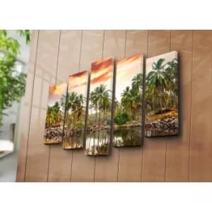 5PAT-30 Multicolor Decorative Canvas Painting (5 Pieces)
