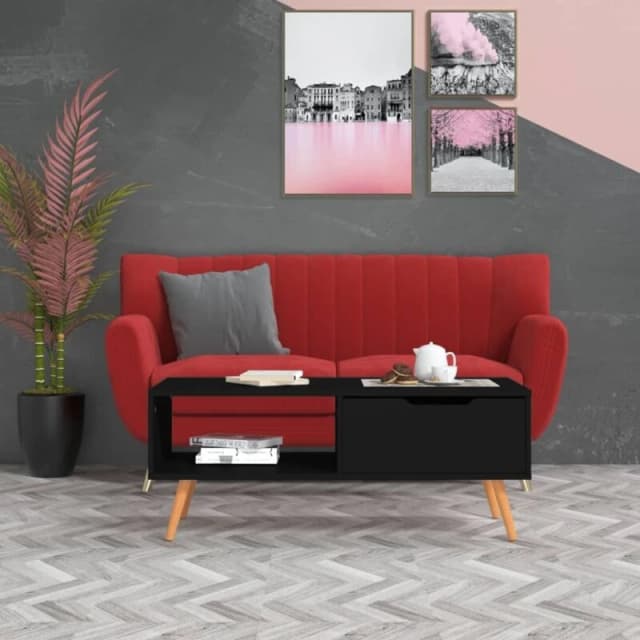 VIDAXL Coffee Table Black 100x49.5x43cm Engineered Wood Vidaxl 8720286343852