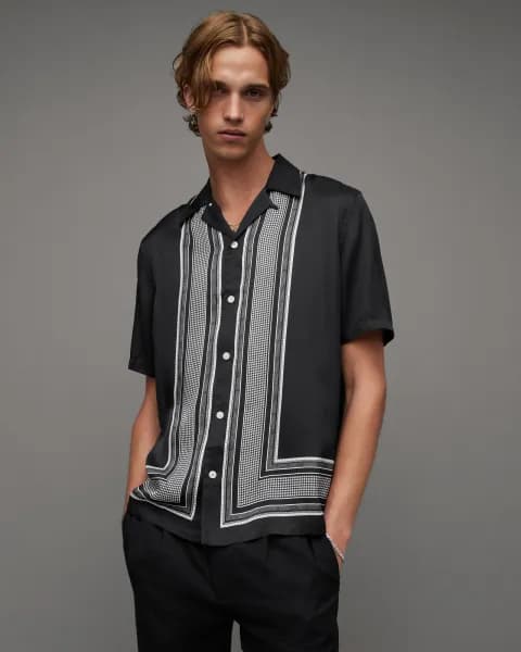 AllSaints Orizabo Bandana Print Relaxed Fit Shirt