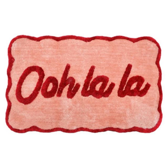 Allure Bath Fashions Ooh La La Scalloped Slogan Bath Mat (Red)