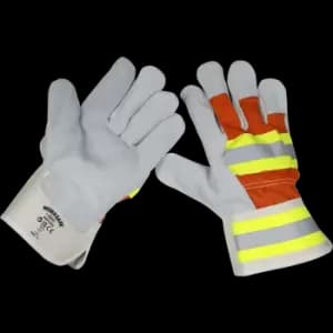 Sealey Reflective Hi Vis Rigger Gloves Grey / Orange One Size Pack of 1