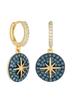 Gold Plated Blue Star Disk Earrings