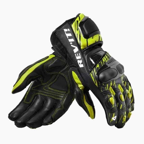 REV'IT! Quantum 2 Neon Yellow Black Motorcycle Gloves Size M
