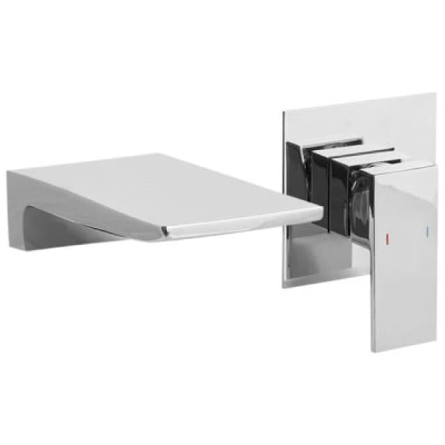 Beliani Wall Mounted Basin Mixer Tap Karuay Brass Silver