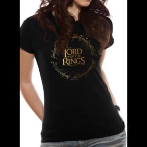 Lord Of The Rings - Gold Foil Logo Womens XX-Large T-Shirt - Black