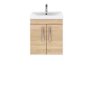 Nuie Athena 500 Wall Hung 2-door Vanity & Thin-edge Basin - Natural Oak