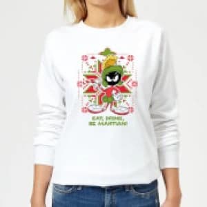Looney Tunes Eat Drink Be Martian Womens Christmas Sweatshirt - White - 3XL