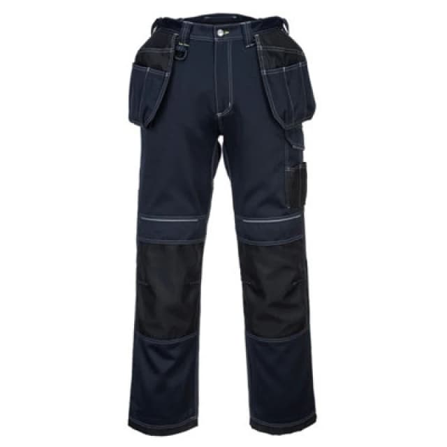 Portwest PW3 Mens Holster Work Trousers T602NBS28 Colour: Navy / Black