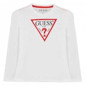 Guess Long Sleeve T-Shirt - White/Red