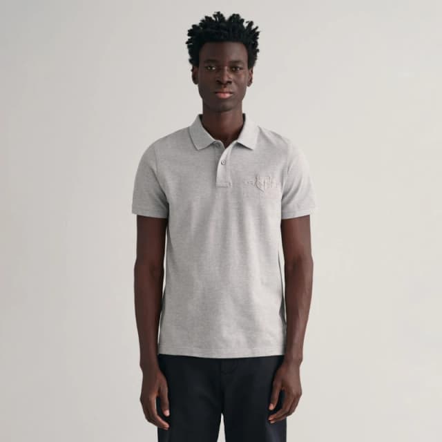 Gant Tonal Shield Polo Shirt Grey male S