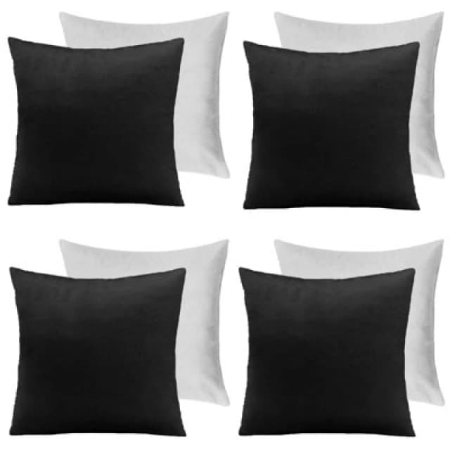 OHS OHS 4 x Matte Velvet Filled Cushion Covers Soft Zip in Black Size: 45cm x 45cm Black 45cm x 45cm Unisex 5027434178803