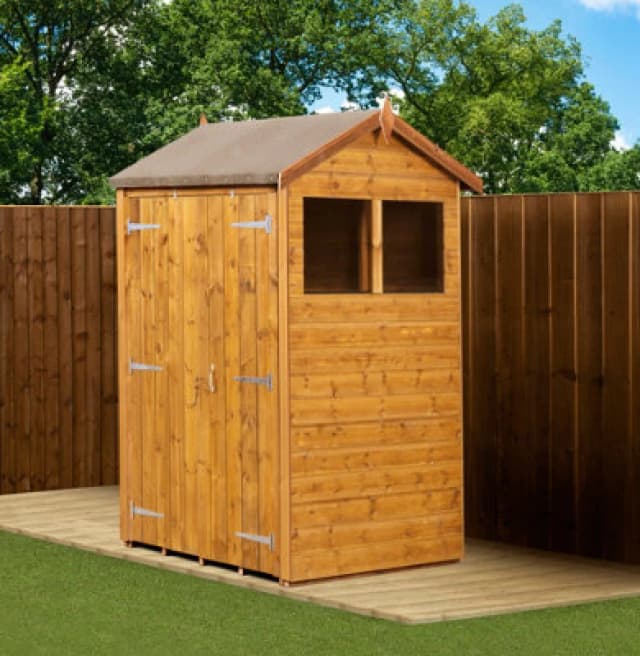 Empire Sheds Empire Modular Apex 4X4 Dipped Treated Tongue And Groove Wooden Garden Shed Double Door Windows (4' X 4' / 4ft X 4ft) (4X4)